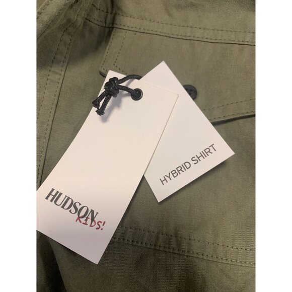 NWT Hudson Boys Hooded Cotton Hybrid Shirt M Casual Style 2 Front Pockets - Picture 8 of 9